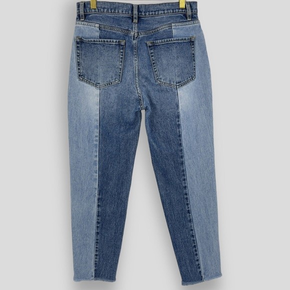 PacSun Jeans Vintage Icon High Rise Two Tone Crop Raw Hem Denim Blue Womens 27 - Picture 2 of 12